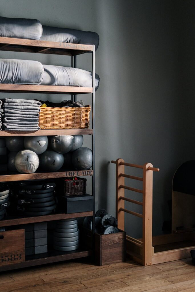 gym equipment and amenities for an apartment. Shown during an apartment tour.