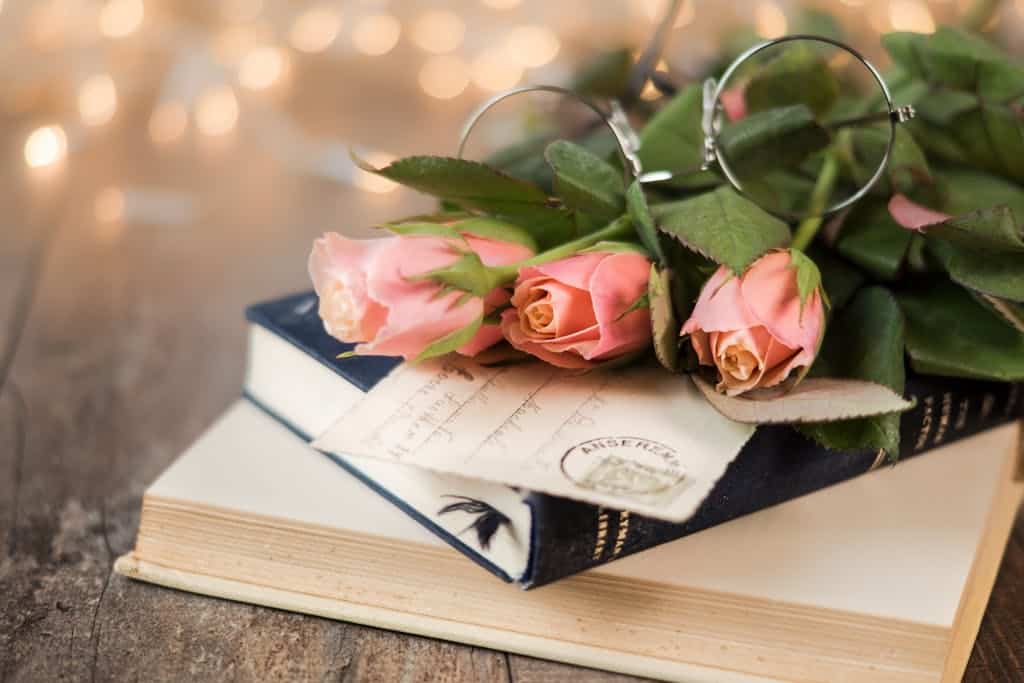 Pink Rose Flowers and Romance Book